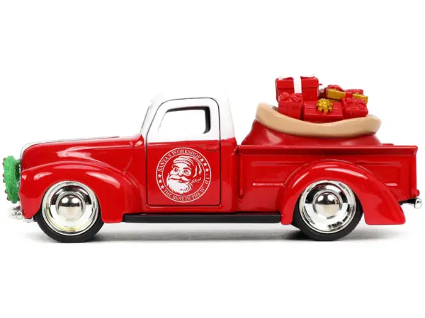 1941 Ford Pickup Truck Red and White "Santa's Workshop" and 1957 Chevrolet Bel Air Red Metallic and White "Express 25" with Mr. and Mrs. Santa Claus Diecast Figures "Holiday Rides" Series 1/32 Diecast Model Cars by Jada #3