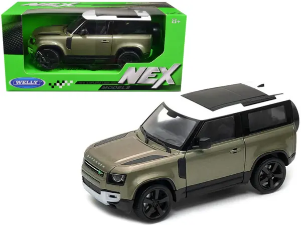 2020 Land Rover Defender Green Metallic with White Top "NEX Models" 1/26 Diecast Model Car by Welly #1