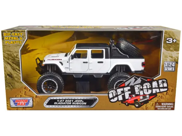 2021 Jeep Gladiator Rubicon Off-Road Pickup Truck White with Black Top "Off Road" Series 1/27 Diecast Model Car by Motormax #1