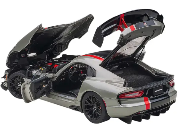 2017 Dodge Viper ACR Billet Silver Metallic with Black and Red Stripes 1/18 Model Car by Autoart #2
