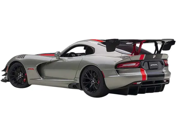 2017 Dodge Viper ACR Billet Silver Metallic with Black and Red Stripes 1/18 Model Car by Autoart #4