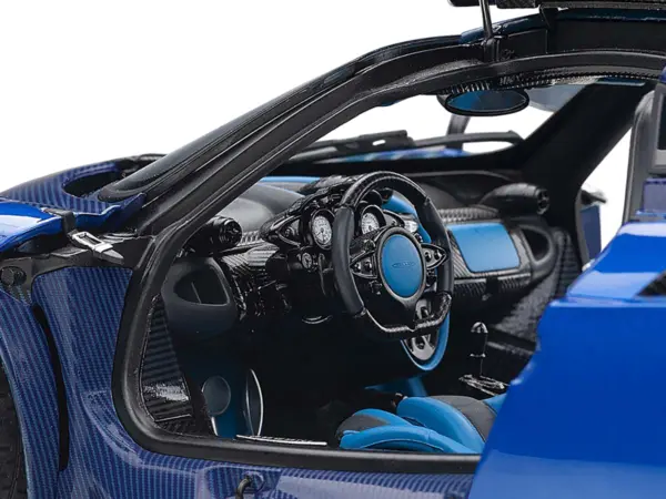 Pagani Huayra BC Blu Francia / Candy Blue Metallic with Carbon Accents 1/18 Model Car by Autoart #3