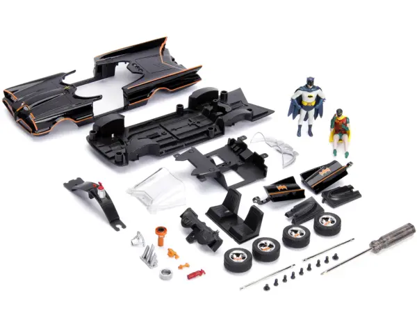 Model Kit Classic Batmobile Black with Batman Diecast Figure "Batman" (1966-1968) TV Series "Build N' Collect" 1/24 Diecast Model Car by Jada #5