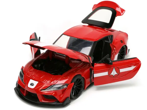 2020 Toyota Supra Red with Graphics and Miriya Sterling Diecast Figurine "Robotech" "Hollywood Rides" Series 1/24 Diecast Model Car by Jada #2
