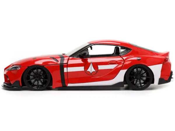 2020 Toyota Supra Red with Graphics and Miriya Sterling Diecast Figurine "Robotech" "Hollywood Rides" Series 1/24 Diecast Model Car by Jada #3
