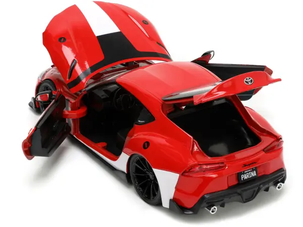2020 Toyota Supra Red with Graphics and Miriya Sterling Diecast Figurine "Robotech" "Hollywood Rides" Series 1/24 Diecast Model Car by Jada #4