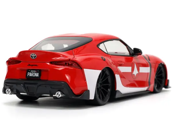 2020 Toyota Supra Red with Graphics and Miriya Sterling Diecast Figurine "Robotech" "Hollywood Rides" Series 1/24 Diecast Model Car by Jada #5