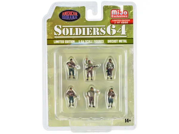 "Soldiers 64" 6 piece Diecast Set Military Figures Limited Edition to 4800 pieces Worldwide for 1/64 Scale Models by American Diorama #1