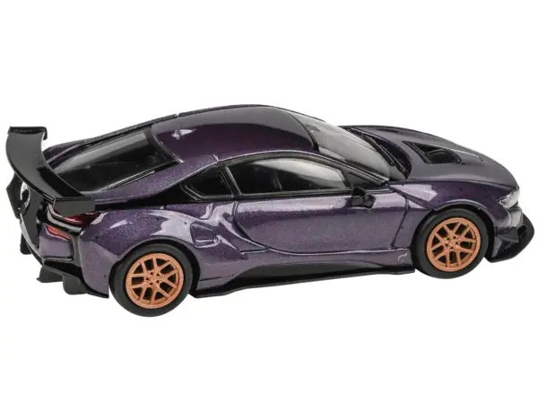 BMW i8 Liberty Walk Twilight Purple Metallic with Gold Wheels 1/64 Diecast Model Car by Paragon Models #2