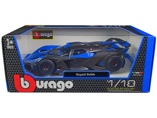 Bugatti Bolide Blue and Carbon Gray 1/18 Diecast Model Car by Bburago #1
