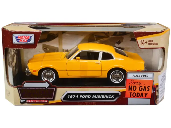 1974 Ford Maverick Yellow "Forgotten Classics" 1/24 Diecast Model Car by Motormax #1