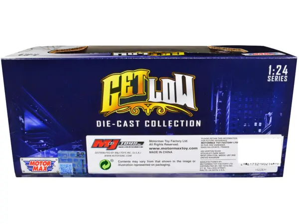 1993-1997 Ford Crown Victoria Lowrider Black Metallic and Silver with Red Stripes "Get Low" Series 1/24 Diecast Model Car by Motormax #2