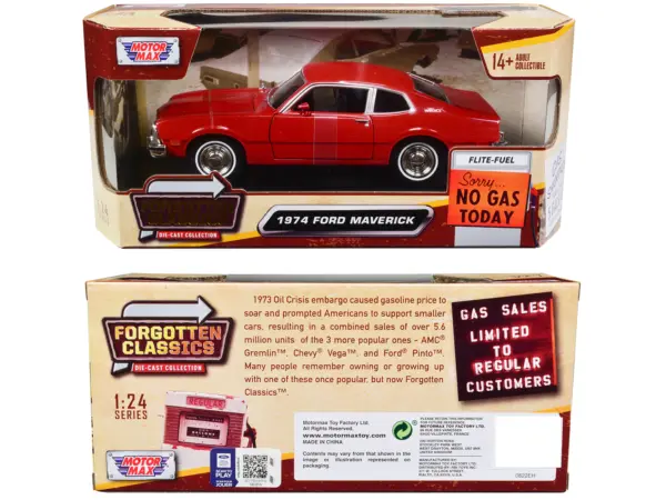 1974 Ford Maverick Red "Forgotten Classics" Series 1/24 Diecast Model Car by Motormax #3