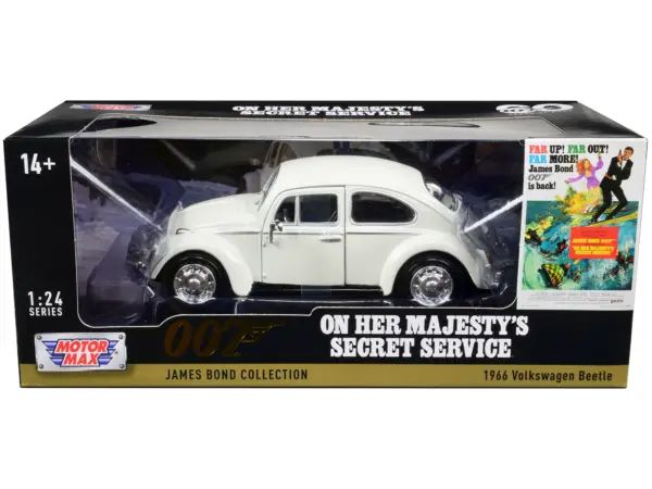 1966 Volkswagen Beetle White James Bond 007 "On Her Majesty's Secret Service" (1969) Movie "James Bond Collection" Series 1/24 Diecast Model Car by Motormax #1