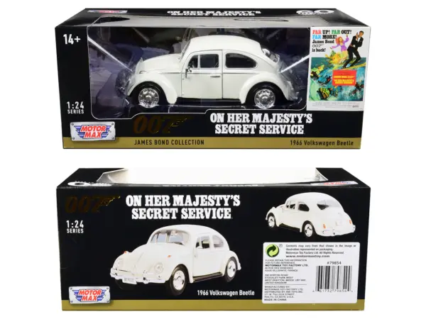 1966 Volkswagen Beetle White James Bond 007 "On Her Majesty's Secret Service" (1969) Movie "James Bond Collection" Series 1/24 Diecast Model Car by Motormax #3