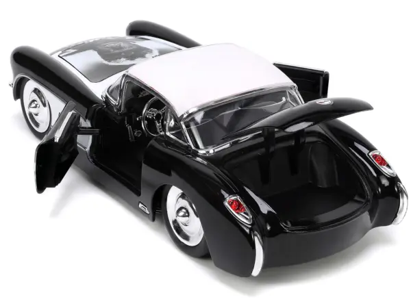 1957 Chevrolet Corvette Black with White Top and Wolfman Diecast Figure "Universal Monsters" "Hollywood Rides" Series 1/24 Diecast Model Car by Jada #4