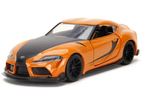 Han's Mazda RX-7 Orange Metallic and Matt Black and Toyota GR Supra Orange Metallic with Black Hood Set of 2 pieces "Fast & Furious" Series 1/32 Diecast Model Cars by Jada #4