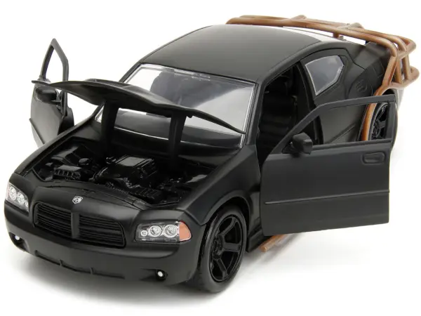 2006 Dodge Charger Matt Black with Outer Cage "Fast & Furious" Movie 1/24 Diecast Model Car by Jada #2