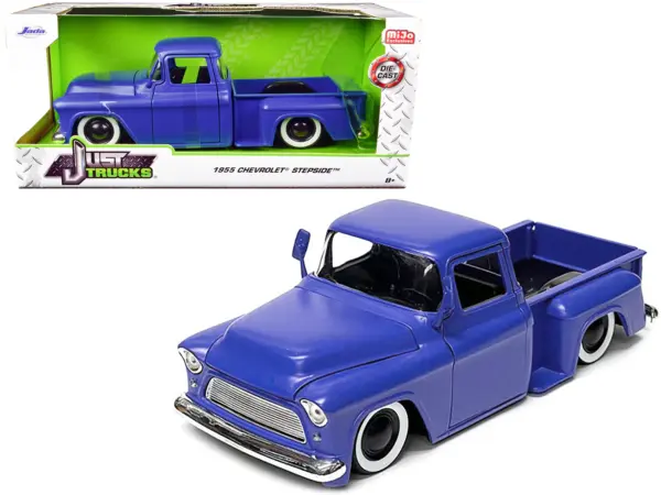 1955 Chevrolet Stepside Pickup Truck Matt Blue "Just Trucks" Series 1/24 Diecast Model Car by Jada #1