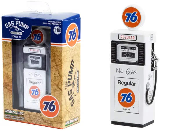 1951 Wayne 505 Gas Pump "Union 76 Regular Gasoline" "No Gas" White "Vintage Gas Pumps" Series 12 1/18 Diecast Model by Greenlight #1