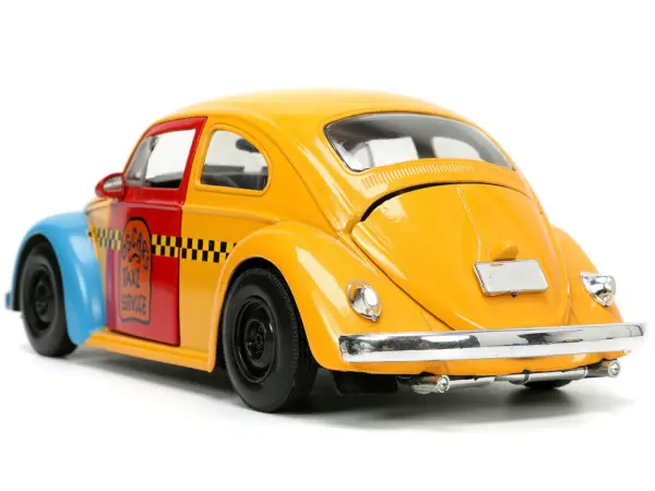 1959 Volkswagen Beetle Taxi Yellow and Blue "Oscar's Taxi Service" and Oscar the Grouch Diecast Figure "Sesame Street" "Hollywood Rides" Series 1/24 Diecast Model Car by Jada #4