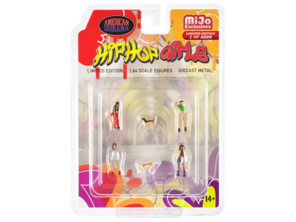 "Hip Hop Girls" 6 piece Diecast Set (4 Women 2 Dog Figures) Limited Edition to 4800 pieces Worldwide 1/64 Scale Models by American Diorama #1