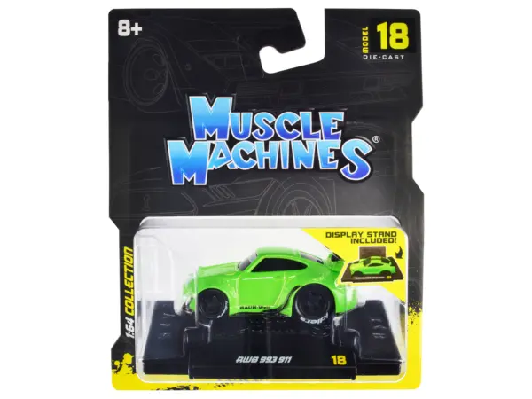 RWB 911 993 Bright Green "RAUH-Welt BEGRIFF" 1/64 Diecast Model Car by Muscle Machines #1