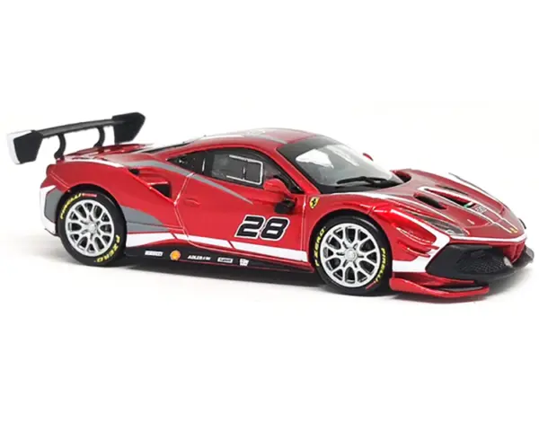 2020 Ferrari 488 Challenge EVO #28 Red with Graphics "Racing" Series 1/43 Diecast Model Car by Bburago #2