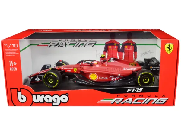 Ferrari F1-75 #55 Carlos Sainz "Ferrari Racing" Formula One F1 (2022) "Formula Racing" Series 1/18 Diecast Model Car by Bburago #1