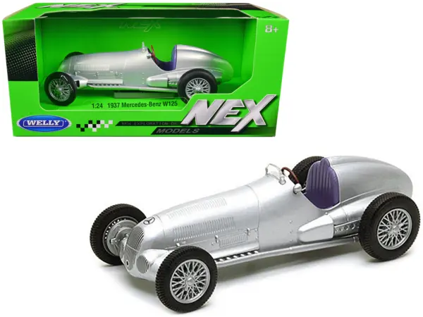 1937 Mercedes-Benz W125 Silver Metallic "NEX Models" Series 1/24 Diecast Model Car by Welly #1