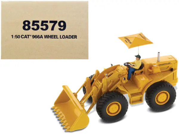 CAT Caterpillar 966A Wheel Loader Yellow with Operator "Vintage Series" 1/50 Diecast Model by Diecast Masters #1