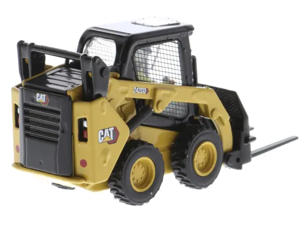 CAT Caterpillar 242D3 Wheeled Skid Steer Loader with Work Tools and Operator Yellow "High Line Series" 1/50 Diecast Model by Diecast Masters #5