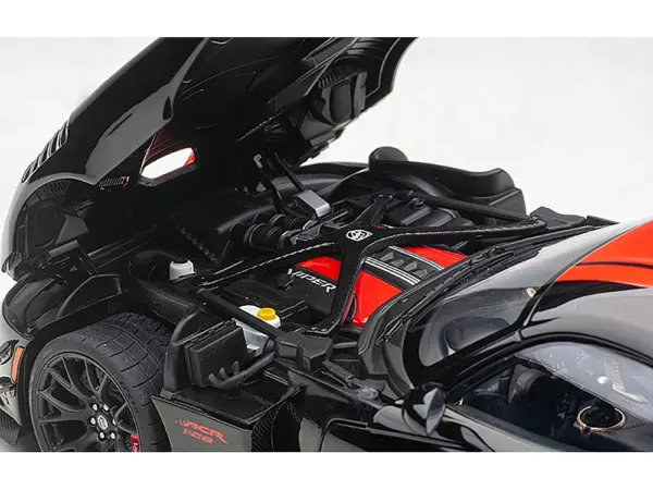 2017 Dodge Viper 1:28 Edition ACR Black with Red Stripes 1/18 Model Car by Autoart #3