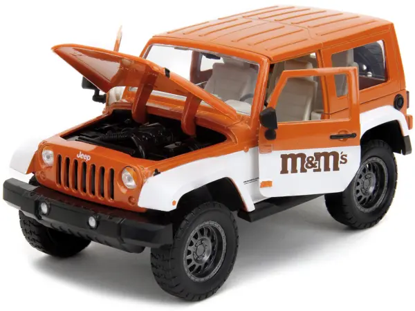 2007 Jeep Wrangler Orange Metallic and White and Orange M&M Diecast Figure "M&M's" "Hollywood Rides" Series 1/24 Diecast Model Car by Jada #2