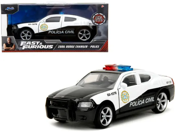 2006 Dodge Charger Police Black and White "Policia Civil" "Fast & Furious" Series 1/32 Diecast Model Car by Jada #1