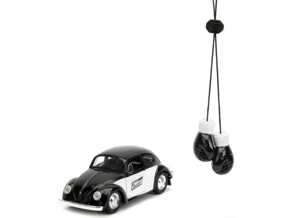1959 Volkswagen Beetle "Punch Buggy" Black and White and Boxing Gloves Accessory "Punch Buggy" Series 1/32 Diecast Model Car by Jada #2