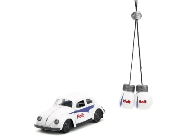 1959 Volkswagen Beetle "Holt" White with Blue Graphics and Boxing Gloves Accessory "Punch Buggy" Series 1/32 Diecast Model Car by Jada #2