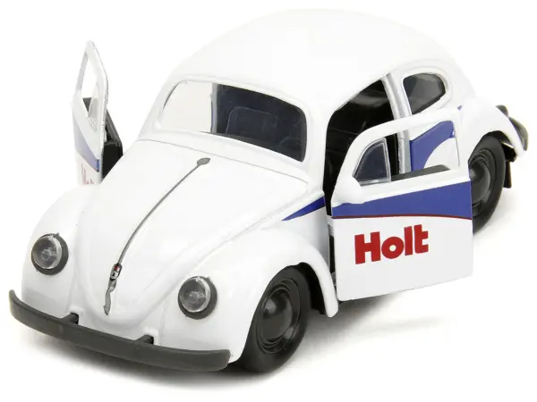 1959 Volkswagen Beetle "Holt" White with Blue Graphics and Boxing Gloves Accessory "Punch Buggy" Series 1/32 Diecast Model Car by Jada #3