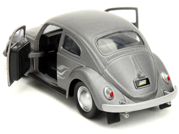 1959 Volkswagen Beetle Gray Metallic with Silver Flames and Boxing Gloves Accessory "Punch Buggy" Series 1/32 Diecast Model Car by Jada #4