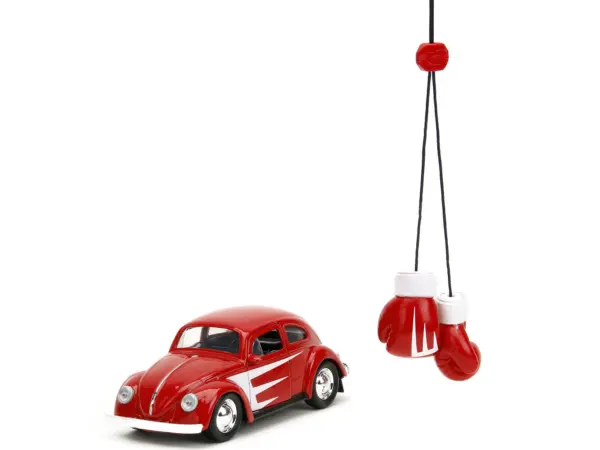 1959 Volkswagen Beetle Red with White Graphics and Boxing Gloves Accessory "Punch Buggy" Series 1/32 Diecast Model Car by Jada #2