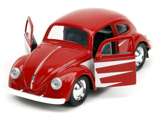 1959 Volkswagen Beetle Red with White Graphics and Boxing Gloves Accessory "Punch Buggy" Series 1/32 Diecast Model Car by Jada #3