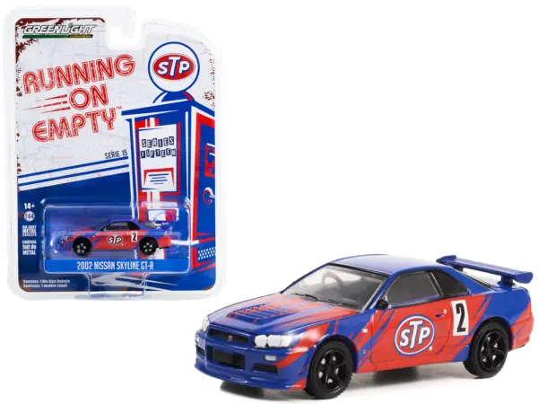 2002 Nissan Skyline GT-R (R34) #2 Blue with Red Graphics "STP" "Running on Empty" Series 15 1/64 Diecast Model Car by Greenlight #1