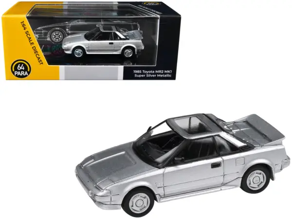 1985 Toyota MR2 MK1 Super Silver Metallic with Sunroof 1/64 Diecast Model Car by Paragon Models #1