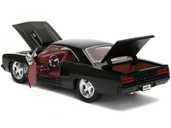 1970 Plymouth Road Runner 440 Black with Red Interior "Bigtime Muscle" Series 1/24 Diecast Model Car by Jada #4