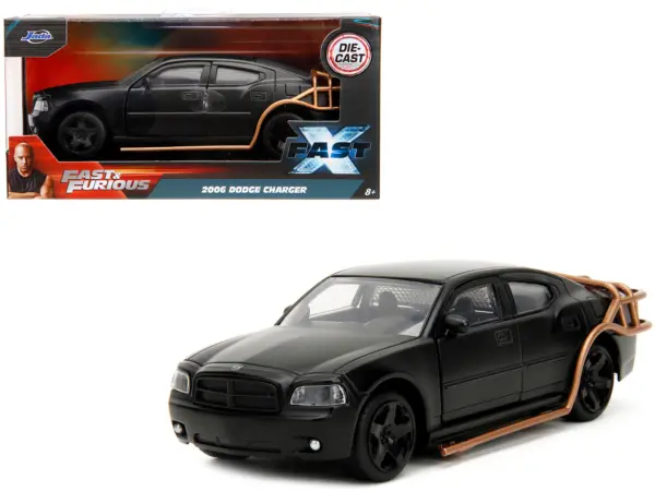 2006 Dodge Charger Matt Black with Outer Cage "Fast & Furious" Series 1/32 Diecast Model Car by Jada #1