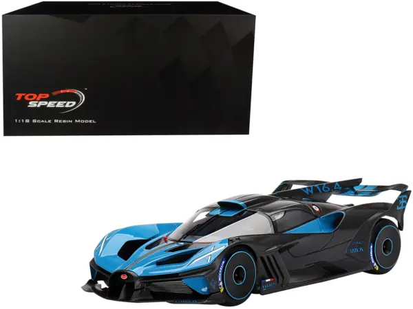 Bugatti Bolide Presentation Version Blue and Black 1/18 Model Car by Top Speed #1