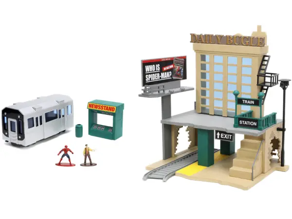 "Daily Bugle" and Subway Diorama Set with Spider-Man and J. Jonah Jameson Diecast Figures "Marvel's Spider-Man" "Nano Scene" Series Models by Jada #2