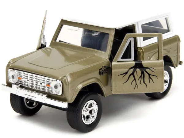 1973 Ford Bronco Gold Metallic with White Top and Groot Diecast Figure "Guardians of the Galaxy" "Marvel" Series 1/32 Diecast Model Car by Jada #2