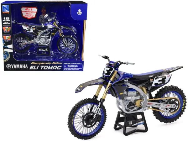 Yamaha YZ450F Championship Edition Motorcycle #3 Eli Tomac "Yamaha Factory Racing" 1/12 Diecast Model by New Ray #1