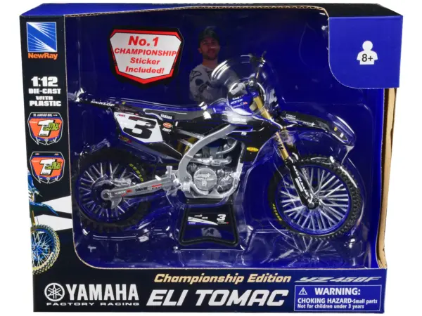 Yamaha YZ450F Championship Edition Motorcycle #3 Eli Tomac "Yamaha Factory Racing" 1/12 Diecast Model by New Ray #3